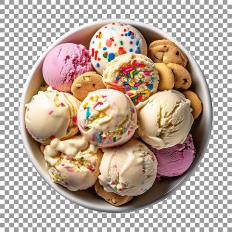 Premium Psd Tasty Multi Flavor Ice Cream Scoops In Bowl With Cookies