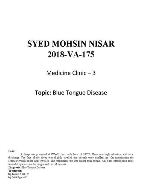 Blue Tongue by Syed Mohsin | PDF | Microbiology | Health Sciences