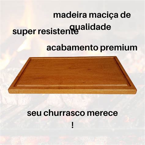 Tábua De Churrasco Carne Corte Legumes Cozinha Madeira Maciça 50cm