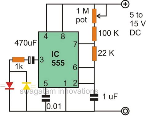 Flashing Led Circuit 555 Timer