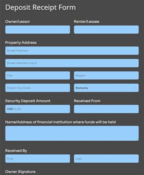 Deposit Receipt Form Template | 123FormBuilder