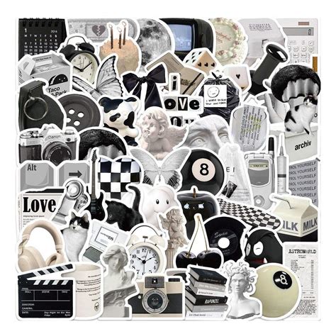 Stickers Mixed Black And White Motifs Pcs Estore