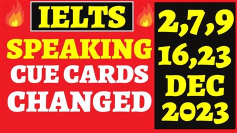 ALL NEW CUE CARDS DECEMBER 2023 IELTS EXAM TRENDING CUE CARDS THIS