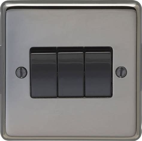 Metal Black Nickel Rocker Switch 3 Gang Black Stainless Steel Range