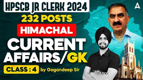 HPSCB Junior Clerk 2024 Himachal Current Affairs GK By Gagan Sir 4