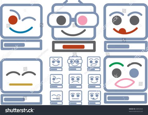 Funny Computer Icons Signs Vector Illustrations Stock Vector (Royalty Free) 83853925 | Shutterstock