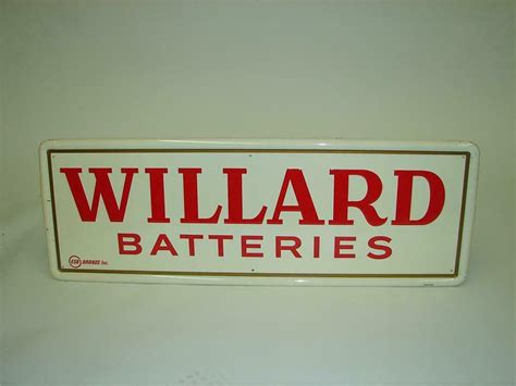 Unusual N O S Willard Batteries Horizontal Tin Garage Sign