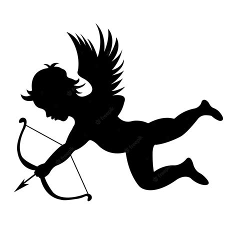 Silhouette De Cupidon Icône Noire Illustration Vectorielle Isolée Sur