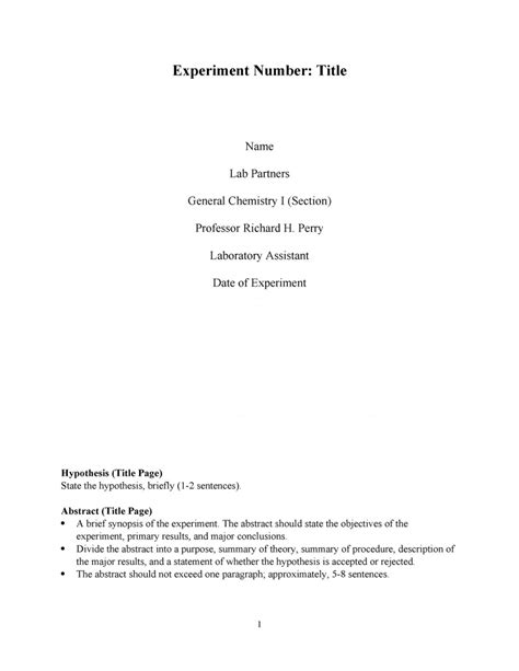 Chemistry Lab Report Template Complete And Professional