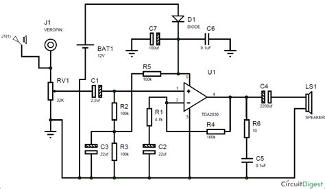 Subwoofer Amplifier Circuit Diagram using IC TDA2030
