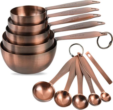 Zoyizi Measuring Cups And Spoons Set Copper Measuring Cups Spoons