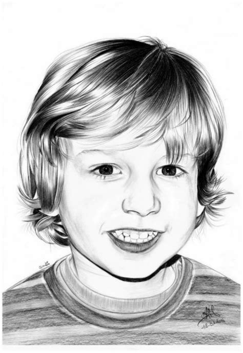 Portrait Dessin Enfant Noir Et Blanc Dessin Par Samos17 Portraitiste