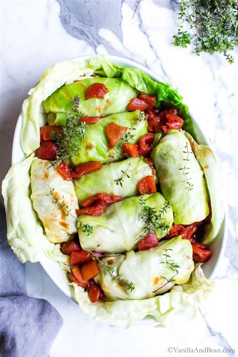 Mushroom Stuffed Vegetarian Cabbage Rolls Vanilla And Bean