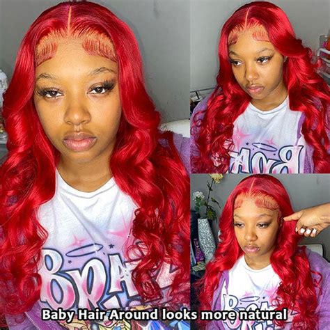 Allove Hair 32 Inch Red Color Body Wave 13x4 Hd Glueless Lace Front Wi