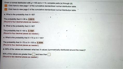 SOLVED Given A Normal Distribution With 100 And 10 Complete