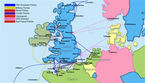 Europe Ferry Routes Map