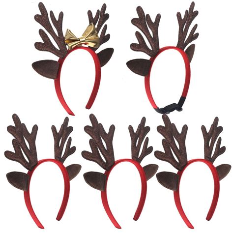 Holiday Time Multi Color Reindeer Antlers Headband Set Party Favors 5