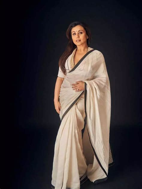 Rani Mukerji Stuns In An Elegant White Saree For The Promotions Of Mrs