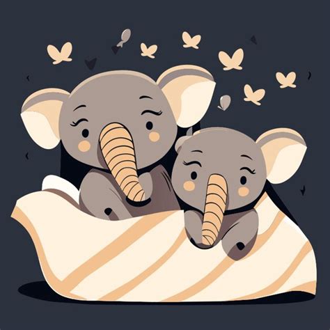 Premium Vector Two Cute Baby Elephants Asleep Under A Duvet Vector