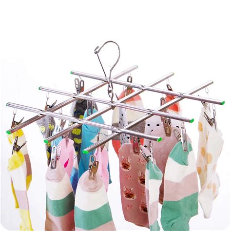 Clothes Drying Rack Stainless Steel Foldable Clothes Hanger Sock Short