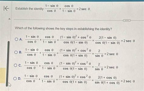 Solved Establish The Identity Sin Cos Cos Sin Sec