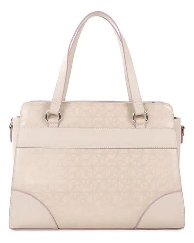 Bolsa Satchel Cloe Para Mujer Atemporal Estampado Monograma Color Nude