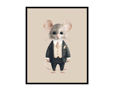 Poster Master Mouse Poster - Mouse Gentleman Print - Rat Art - Minimal ...