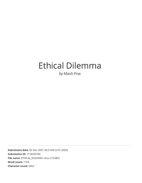 Solution Ethical Dilemma Studypool