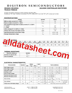 2N1842A Datasheet PDF Digitron Semiconductors