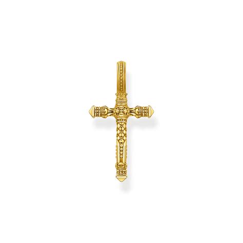 Pendentif Thomas Sabo Argent 925 1000 Plaqué Or Jaune Croix L