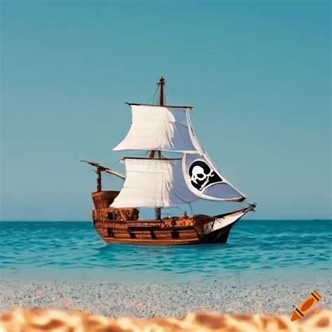 Profile Of A Pirate Ship On A Sunny Beach On Craiyon