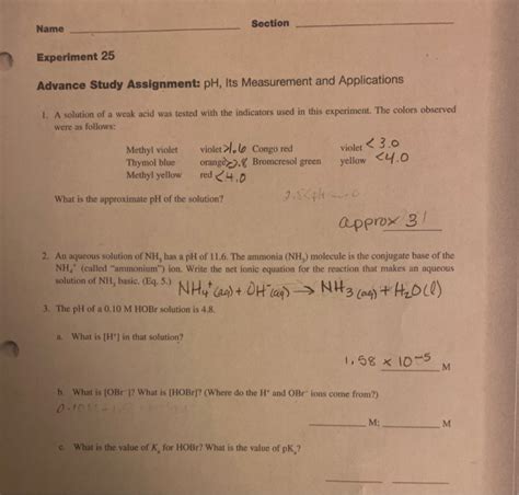 Solved Section Name Experiment 25 Advance Study Assignment Chegg