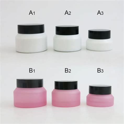 6PCS 15G 30G 50G Frost Pink White Glass Empty Refillable Container