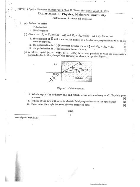 Optics Questions Pdf