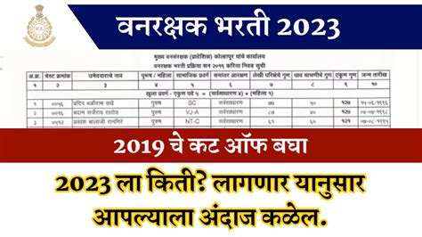 वनरक्षक भरती 2023 कट ऑफ लिस्ट Vanrakshak Bharti 2019 Cut Off List