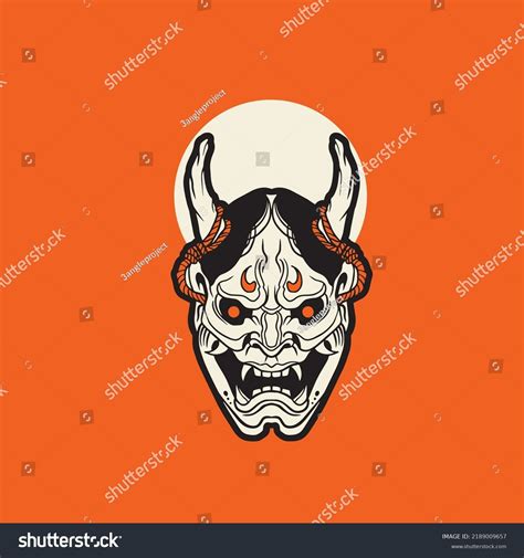 Japanese Demon Oni Mask Logo Design Vector Royalty Free Stock Vector