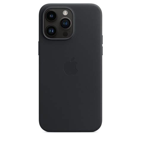 Кожаный чехол для iPhone 14 Pro Max черный (Midnight) с поддержкой ...