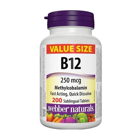 Webber Naturals Vitamin B12 250 Mcg Methylcobalamin Natural Cherry