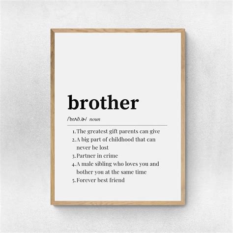 Brother Definition Print, Brotherhood Printable Art, Modern Minimalist ...