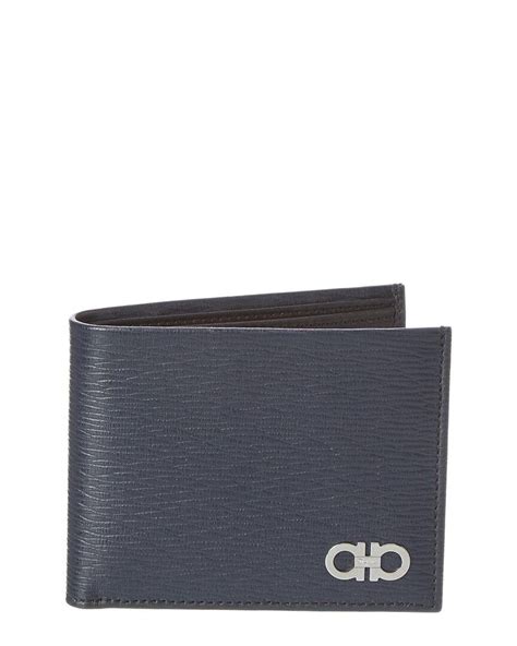 Ferragamo Revival Gancio Leather Bifold Wallet In Blue Lyst