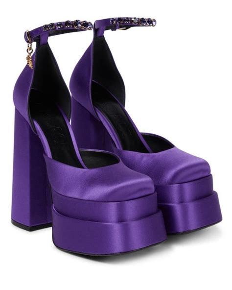 Versace Medusa Aevitas Satin Platform Pumps In Purple Lyst