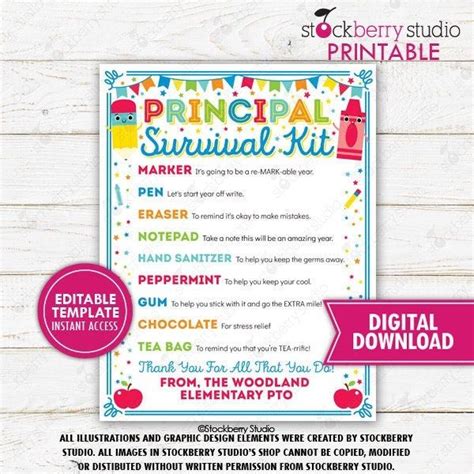 Principal Survival Kit Printable Thank You Appreciation Week Etsy