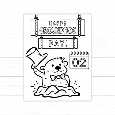 Happy Groundhog Day Coloring Page Ground Hog Day Activities Printable