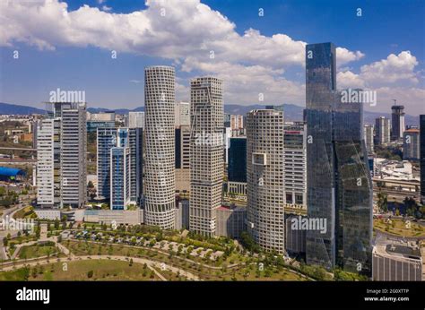 Modern skyscrapers Paseo de los Arquitectos, Santa Fe, Mexico City ...