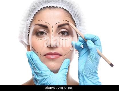 Surgeon Drawing Marks On Female Body Before Plastic Operation White