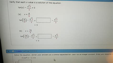 Solved Verify That Each X Value Is A Solution Of The