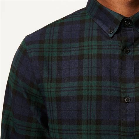 River Island Synthetic Dark Green Check Shirt For Men Lyst