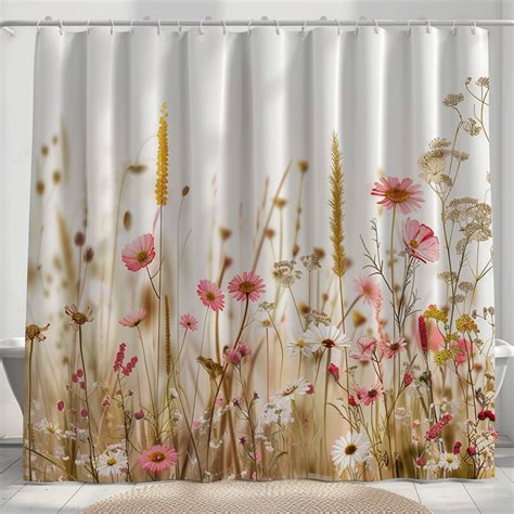 Transform Your Bathroom With Meadow Shower Curtain Detailed Wildflowers