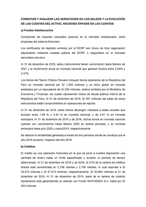 Banca Y Seguro Semana 6 Tarea De Analisis COMENTAR Y ANALIZAR LAS