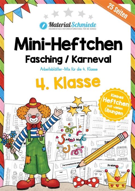 Mini Heft Fasching Karneval Klasse Arbeitsbl Tter